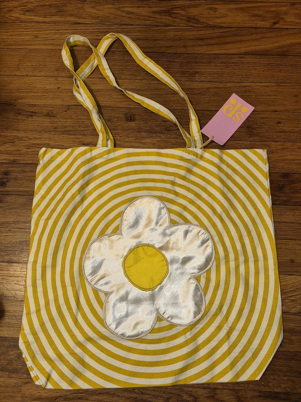 New Tags Samantha Pleet Yellow Striped Daisy Tote Bag